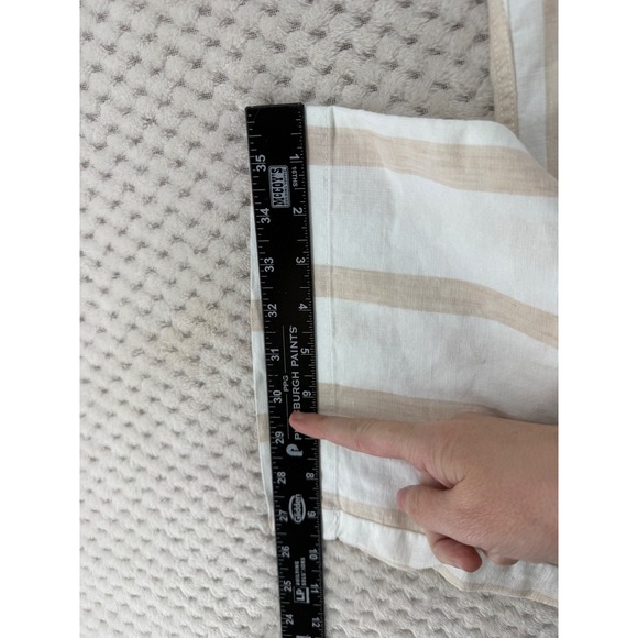 Faherty Striped Wide Leg Pants Womens Medium Cream Tan Linen Blend High Rise - Picture 9 of 12